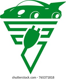 Logo electric car icon concept green drive symbol vector illustration