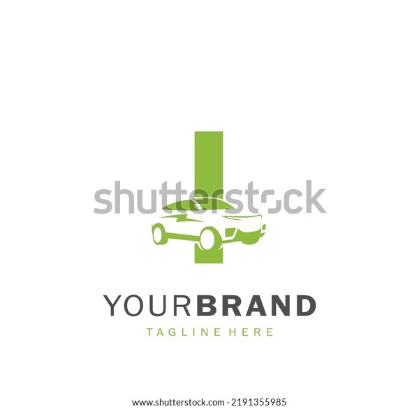 I logo\
with electric car illustration for your\
brand