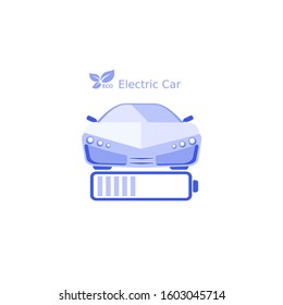 Logo electric car .Technologies of the future . Line electric car Icons . Charging a car through a battery .Ecology Vector illustration .