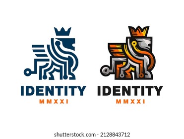 Logo Electric Lion Vector Illustration Template with Simple Elegant Design Good for Any Industry