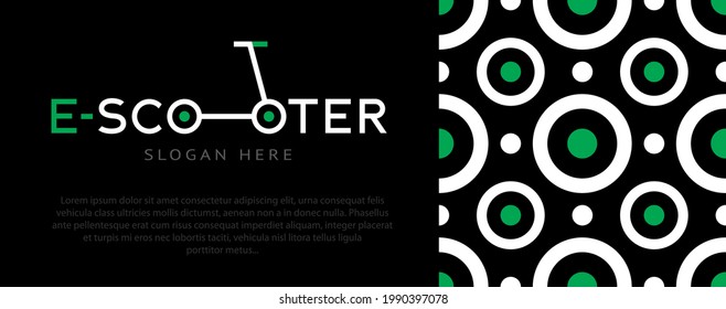 logo electro scooter on a black background with place for text. Seamless background with circles 