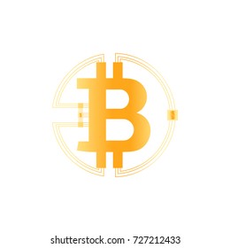 Logo of electronic crypto currency Bitcoin. Flat vector Illustration EPS 10