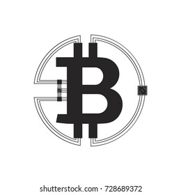 Logo of electronic crypto currency Bitcoin. Flat vector Illustration EPS 10