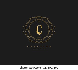 Logo Elegance Letter C Premium Rounded Floral Monogram Vector