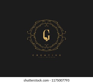 Logo Elegance Letter G Premium Rounded Floral Monogram Vector