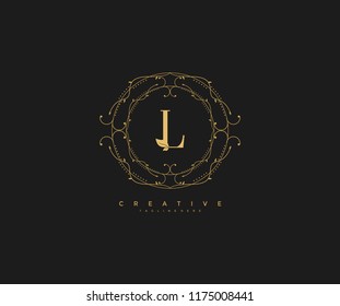 Logo Elegance Letter L Premium Rounded Floral Monogram Vector