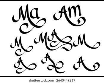 AM Logo – Elegant Calligraphy Monogram with Interlocked A and M Letters