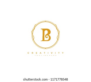 Logo Elegant Letter B inside Gold Circle Vector Monogram