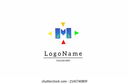Logo with elegant letter m, monogram with vector shape