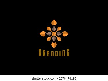 Elemento Logotipo Resumen Hoja Naranja En Plantilla De Ilustración De Vector De Forma Cuadrada Con Un Diseño Elegante Bien Para Cualquier Industria