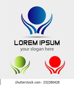 Logo element. Abstract people human icon. Use in the media, mobile, public groups, alliances, environmental, mutual aid associations  