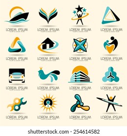 Logo element and Abstract web Icon and globe vector symbol. Unusual icon and sticker set. Graphic design easy editable for Your design. Modern logotype icon.