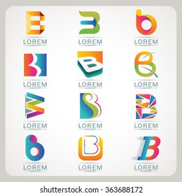 Logo element B and Abstract web Icon and globe vector symbol. Unusual sign icon and sticker set. Graphic design easy editable for Your design. Modern logotype icon.