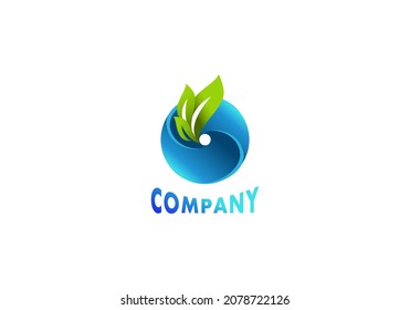 Elemento Logotipo Circle Blue Water Leaf Vector Plantilla De Ilustración Con Elegante Diseño Bueno Para Cualquier Industria