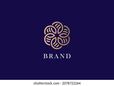 Logo Element Circle Flower Six Petals Gold Color Vector Illustration Template With Elegant Design Good For Any Industry