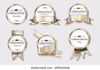 logo element with Crown, Emblem, Heraldic Monogram in Vintage style design elements.