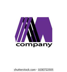 Logo If an element with an image of the letter "M". Letter in the form of the roof of the house. Vector illustration.