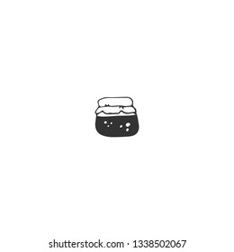 Logo element, a jar with jam. Vector hand drawn object. Kitchen and food theme. Isolated symbol for business branding and identity, for cooking classes or food blogs and websites.