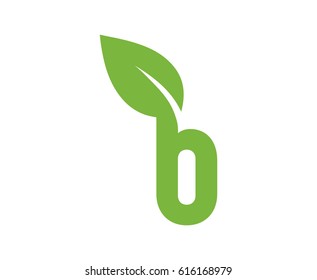 Logo element with the letter B and leaf