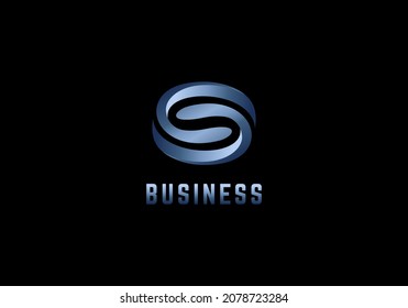 Logo Element Letter S Blue Oval Vector Illustration Template With Elegant Design Good For Any Industry