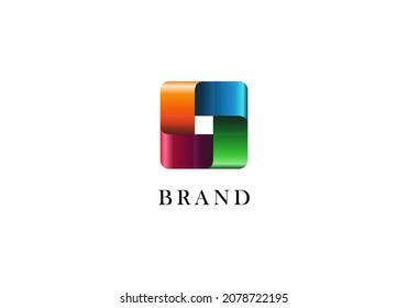 Logo Element Square Four Color Vector Illustration Template With Elegant Design Good For Any Industry