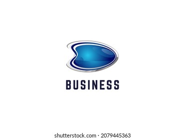 Logo Element Symbol Abstract Blue Metallic Color Vector Illustration Template With Elegant Design Good For Any Industry