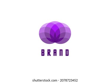 Logo Element Symbol Circle Plant Purple Color Vector Illustration Template With Elegant Design Good For Any Industry