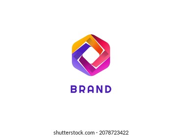 Logo Element Symbol Hexagon Four Color Vector Illustration Template With Elegant Design Good For Any Industry