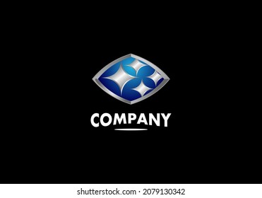 Símbolo de elemento de logotipo Escudo de color azul estelar Modelo de iluminación de vectores de color metálico con diseño elegante bueno para cualquier industria