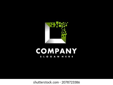 Símbolo de elemento de logotipo Plantilla de ilustración de vectores de color verde cuadrado con un diseño elegante bueno para cualquier industria