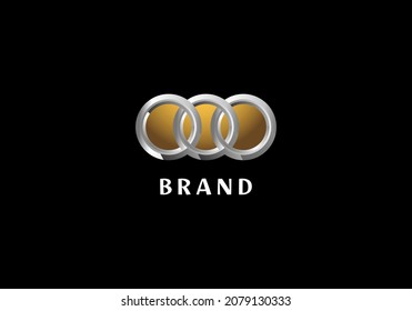 Logo Element Symbol Tri Circle Gold Metallic Color Vector Illustration Template With Elegant Design Good For Any Industry