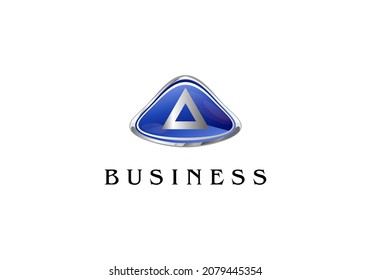 Symbol Logo Symbol Dreieck blaue Metallic-Vektorgrafik Vorlage mit elegantem Design gut für jede Branche