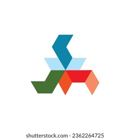 Logo Element Triangle Line Illusion Tri Color Vector Illustration Template With Elegant Design Good For Any Industry