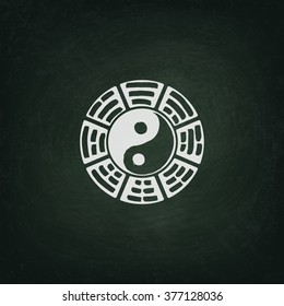 Logo of the elements of the book changes. Yin Yang (chalk texture). The image can be used to print maps, posters, as a background, advertising, logos, yoga studios