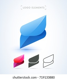 Logo elements collection, letter S. Vector abstract material design style