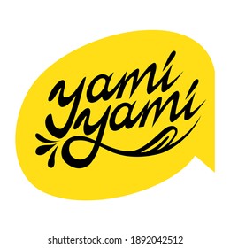 Logo elements: drooling and tongue; exclamation. The logo is associated with food delivery. Vector.