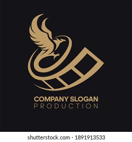 Logo elements: eagle, golden eagle, film. Vector.