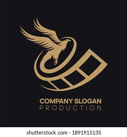 Logo elements: eagle, golden eagle, film. Vector.