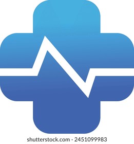 logo with elements of the letter n, plus shape and heartbeat symbol