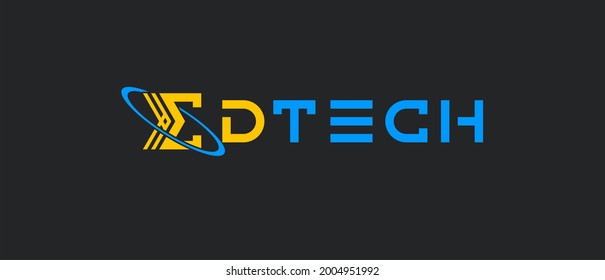 Logo elements: mathematical sum symbol and ring, trajectory. Collocation: 'education' and 'technology'. Vector. 