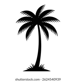Elementos de logotipo - Palm Tree Silhouette Uma ilustração de vetor de praia tropical.