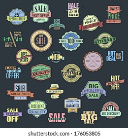 logo elements set banner offer tag retail promotional labels set of vector spring or summer sale stylish banner logo elements set banner offer tag retail promotional labels product unique new signs fr