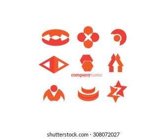 logo elements set red orange