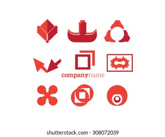 logo elements set red orange