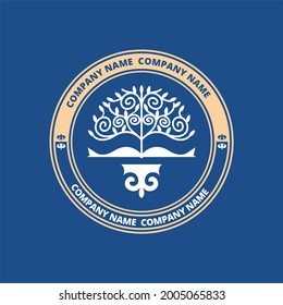 Logo elements: stylized tree, book and ornament. The idea behind the logo is knowledge and learning. Vector. 