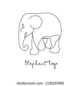 Logo of the elephant. The black line. Vector illustration in a linear style. Corporate identity, business card.