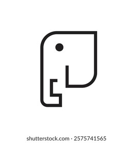 Logo elephant head minimalist design with blank background