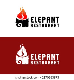 Logo elephant restaurant, fire, roast, animals restaurant, eat etc