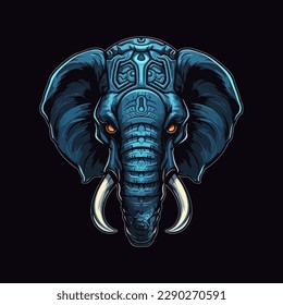 A logo of a elephant's head, designed in esports illustration style 