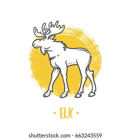 Logo of elk on a white background. Coat of arms, heraldry, emblem, symbol design elements.